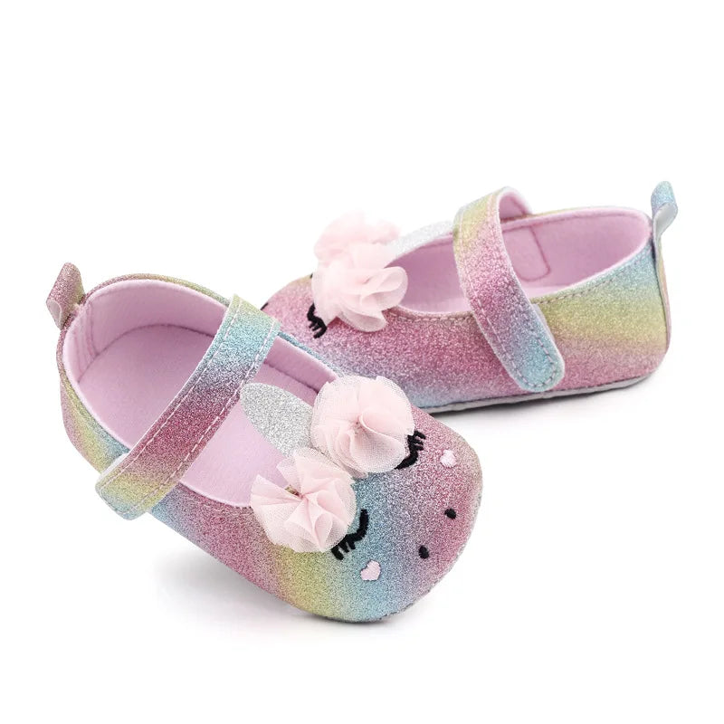 New Toddler Baby Girls Flower Unicorn Shoes Soft Sole Crib Shoes Spring Autumn First Walkers