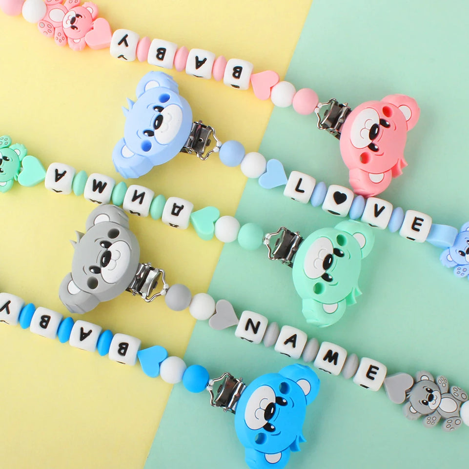 2pcs/lot Baby Silicone Clip Cartoon Animal Pacifier Clip Beads Food Grade Silicone Pacifier Chain Accessories Teething Gifts