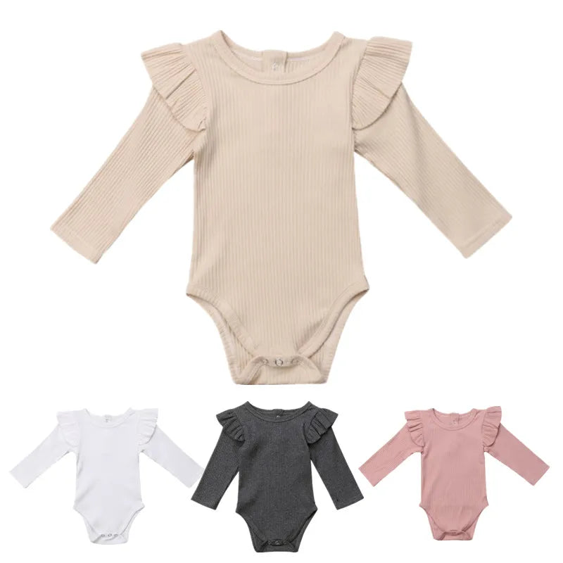 RUEWEY Newborn Baby Boy Girl Clothes Autumn Bodysuit Ruffles Long Sleeve Tops Jumpsuit Baby Items Clothing for Boy Girl Kids